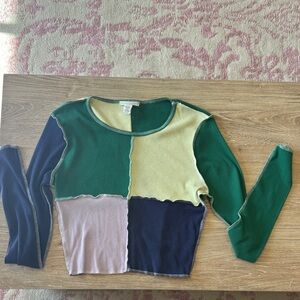 Full Tilt Green and Yellow Crop Top